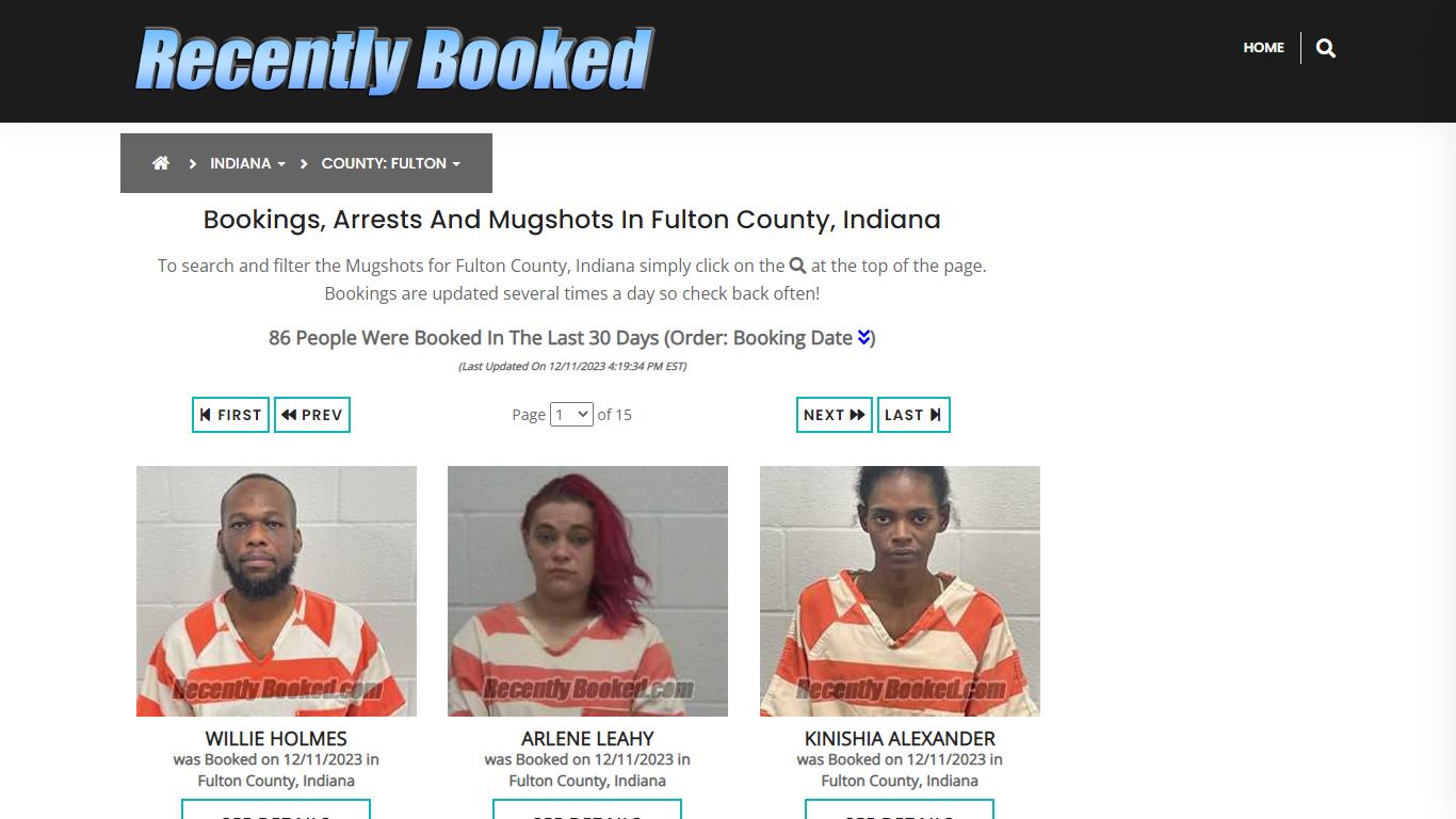 Recent bookings, Arrests, Mugshots in Fulton County, Indiana